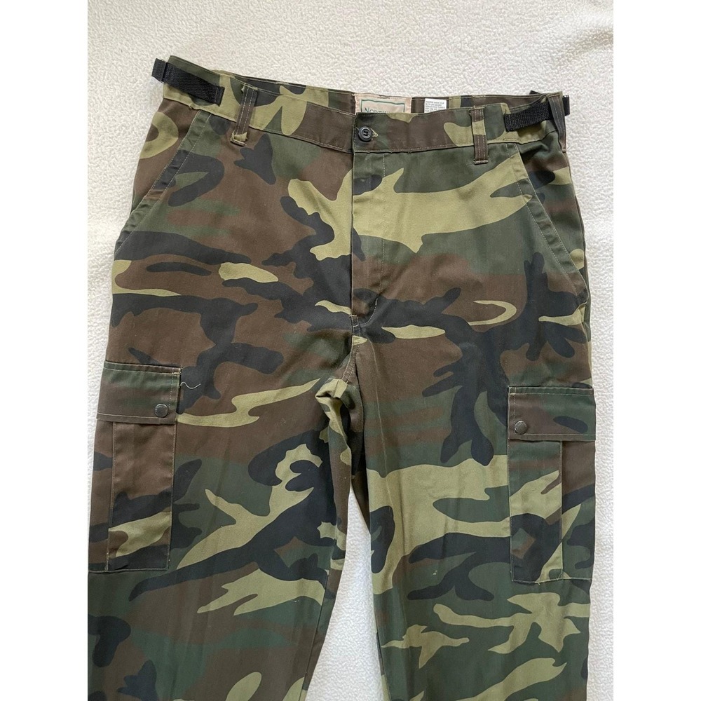 Vintage 90s Northwest Territory Mens Large Cargo Pants Woodland Camo Adj Waist - Picture 7 of 16